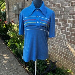 Vintage 80's pullover with collar men or women size S/M  W04210